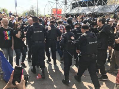 Задержания на митинге "Он нам не царь" в Москве, Фото: телеграм-канал "Эха Москвы"